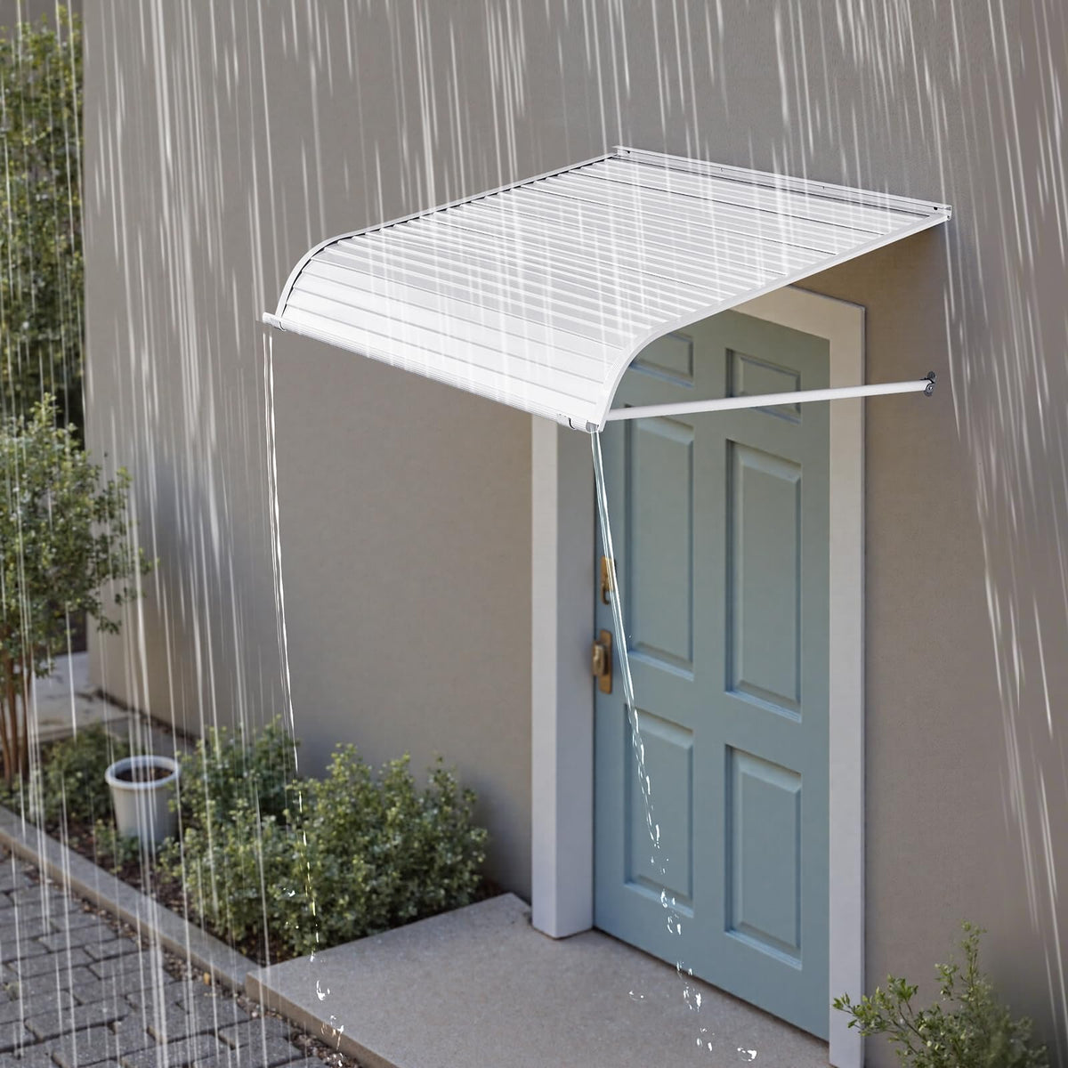 VEVOR Toldo para Exterior, Área de Protección Solar de 1016 x 1066 mm Toldo de Aleación de Aluminio Resistente a la Oxidación con Voladizo Compatible para Puerta de 0,8 m de Ancho de Exterior