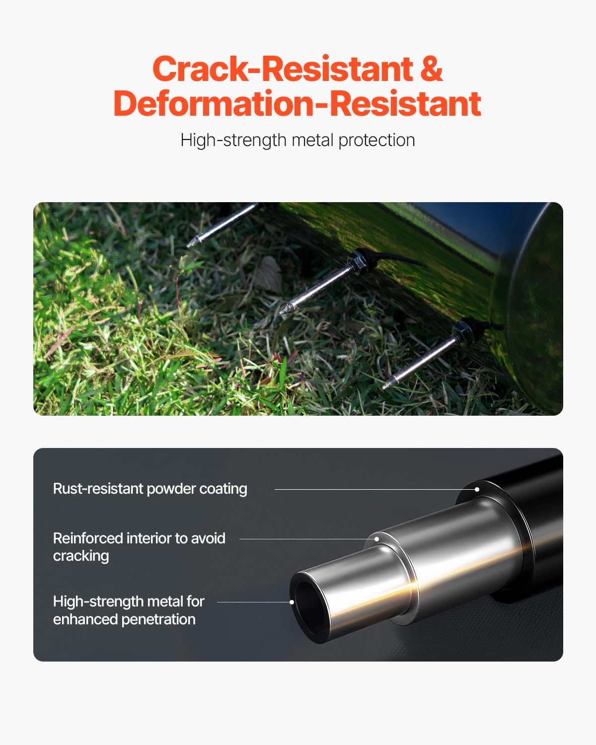 VEVOR Aireador de césped rodante, de 21 pulgadas, aireador manual de alta resistencia con mango desmontable y 33 puntas de hierro, herramienta de aireación de césped rodante para jardín, patio, suelos