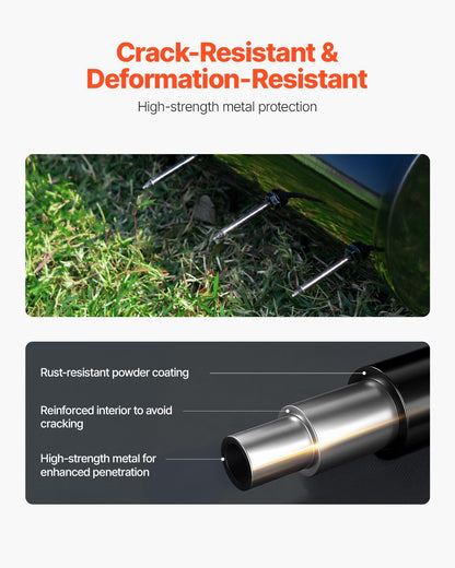 VEVOR Aireador de césped rodante, de 21 pulgadas, aireador manual de alta resistencia con mango desmontable y 33 puntas de hierro, herramienta de aireación de césped rodante para jardín, patio, suelos