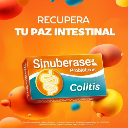 Sinuberase Probióticos en Suspensión Bacillus Clausii 4 Billones UFC 20 Ampolletas de 5 ml. Alivio Prolongado Desde la Raíz para la Colitis