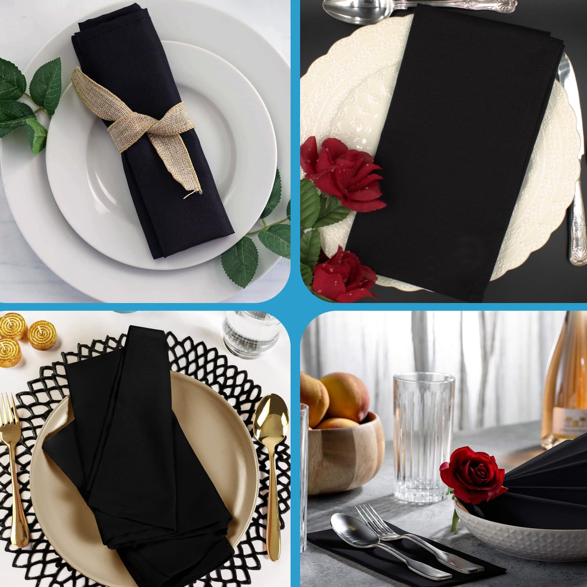 Perfectware - Servilletas de cena de 2 capas, color negro, paquete de 125 unidades