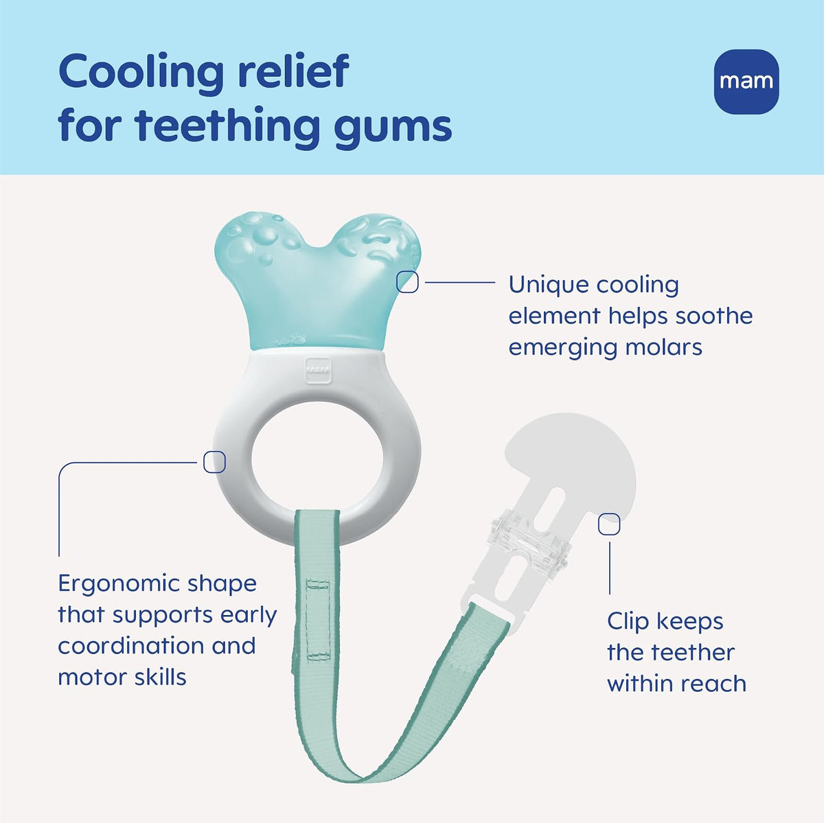 MAM Mini Cooler Teether with Clip, Girl, 2+ Months