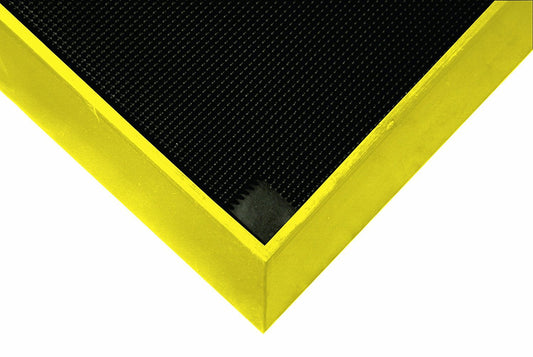 Wearwell - Alfombrilla de baño para pies, color negro y amarillo. Alfombrilla para zapatos - Capacidad de 5 galones. Pared alta para soluciones de limpieza. 32 pulgadas de largo x 39 pulgadas de ancho