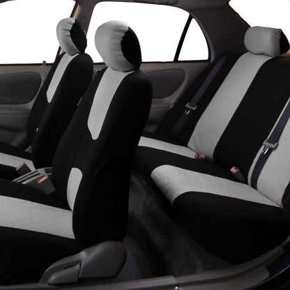 FH GROUP - Juego completo de fundas de asiento de automóvil de tela plana de tela, de ajuste universal, gris/negro (FH-FB050114, se adapta a la mayoría de automóviles, camiones, SUV o furgonetas)