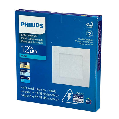 Philips LED Empotrado Cuadrado DL252 12W luz fría Ilumina con estilo moderno ideal para cocinas, baños y oficinas