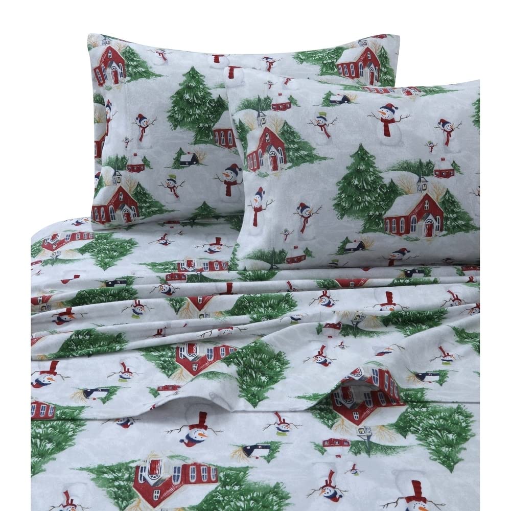 Tribeca Living - Juego de sábanas de Franela 100% algodón, Bolsillo Profundo, 170 g/m², Ropa de Cama Ultra Suave y acogedora para Invierno, King, Alces a Cuadros