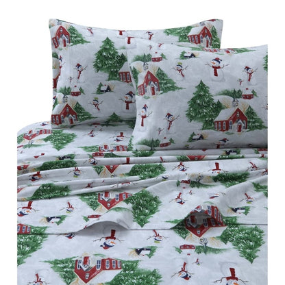 Tribeca Living - Juego de sábanas de Franela 100% algodón, Bolsillo Profundo, 170 g/m², Ropa de Cama Ultra Suave y acogedora para Invierno, King, Alces a Cuadros
