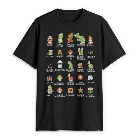 Nintendo Playera Pixel Cast Camiseta para para Hombre