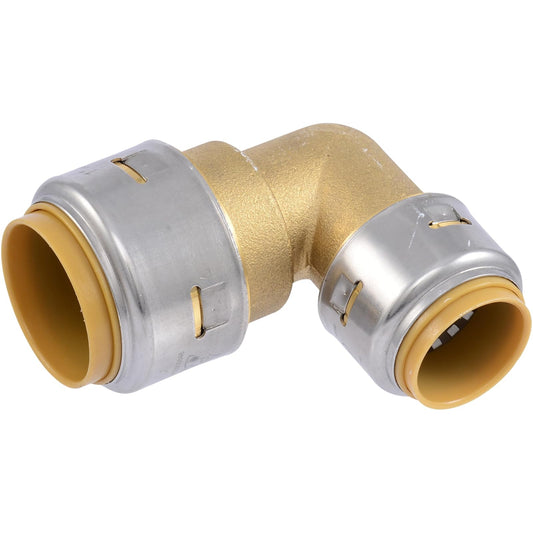 SharkBite Max - Codo reductor de 90 grados de 1 x 3/4 pulgadas, empuje para conectar accesorios de fontanería de latón, tubería PEX, cobre, CPVC, PE-RT, HDPE, UR278A