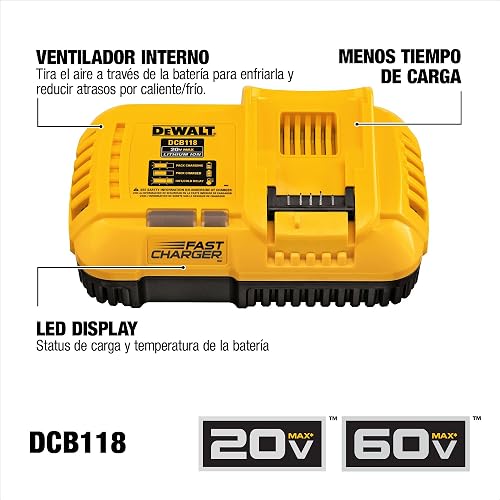 DEWALT Cargador de Batería Portátil, 20V y 60V Máx, 8.0Ah, DCB118