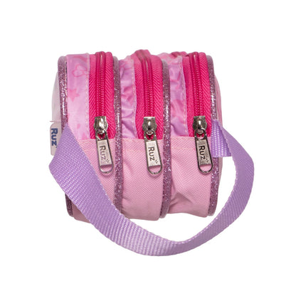 Ruz Lapicera Triple Infantil | My Melody | 100% Poliéster | Medidas 23 x 10 x 8 cm | Estuche Escolar para niñas con Tres Compartimentos y Práctico Cierre de Cremallera para Útiles