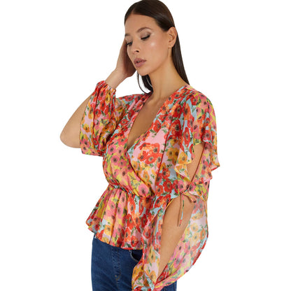 GUESS LS SASKIKA Drapy Top, Multicolor, S