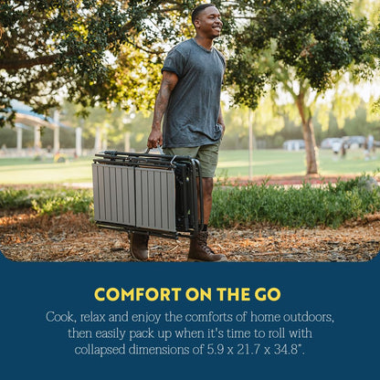 GCI Outdoor Master Cook Station | Mesa de cocina plegable portátil con fregadero de carcasa suave, mesa resistente al calor y poste telescópico, perfecta para viajes de campamento