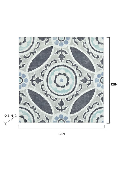 FloorPops FP2484 Sienna Peel & Stick Tiles Vinilo decorativo para piso, color azul