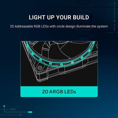 ASUS Prime MR120 ARGB - Ventilador negro triple paquete, marco extra grueso de 28 mm, refrigeración silenciosa de alto rendimiento con control PWM, 20 LED ARGB con iluminación de marco de doble cara