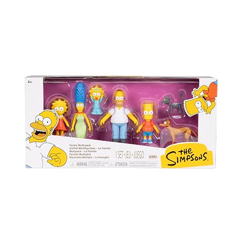 Jakks Pacific - The Simpsons Set de Figuras Familia Simpson Escala 2.5″ – Homer, Marge, Bart, Lisa y Maggie con Diseño Coleccionable para Fans y Niños 4+ Años
