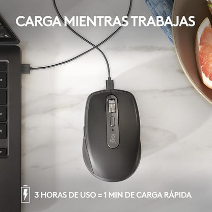 Logitech MX Anywhere 3S Compact Mouse inalámbrico, Desplazamiento Veloz en Todos Lados, dpi 8K, silencioso, Botones programables, USB C, Bluetooth, Windows PC, Linux, Chrome, Mac - Rosa