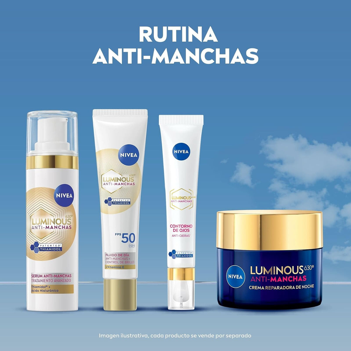 NIVEA Cellular LUMINOUS630 Anti-manchas Fluido Facial Aclarador de Piel FPS50 (40 ml), Enriquecido Con Ácido Hialurónico y Vitamina E para una Piel Luminosa sin manchas por Edad, Solares ni Hormonales