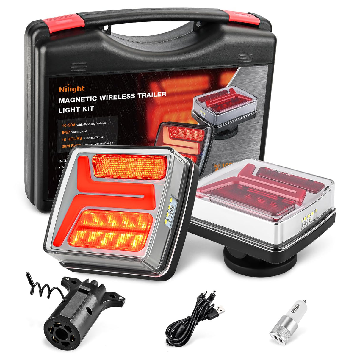 Nilight TR-126 Paquete de 2 Luces Traseras Ovaladas de 6 Pulgadas para Remolque con Ojales, Rojas, IP67 - Luces magnéticas para remolques - Luces de remolque
