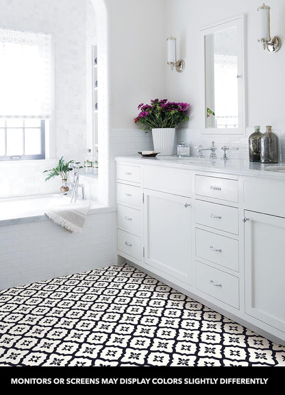FloorPops FP2480 - Azulejos de piso para despegar y pegar, color negro