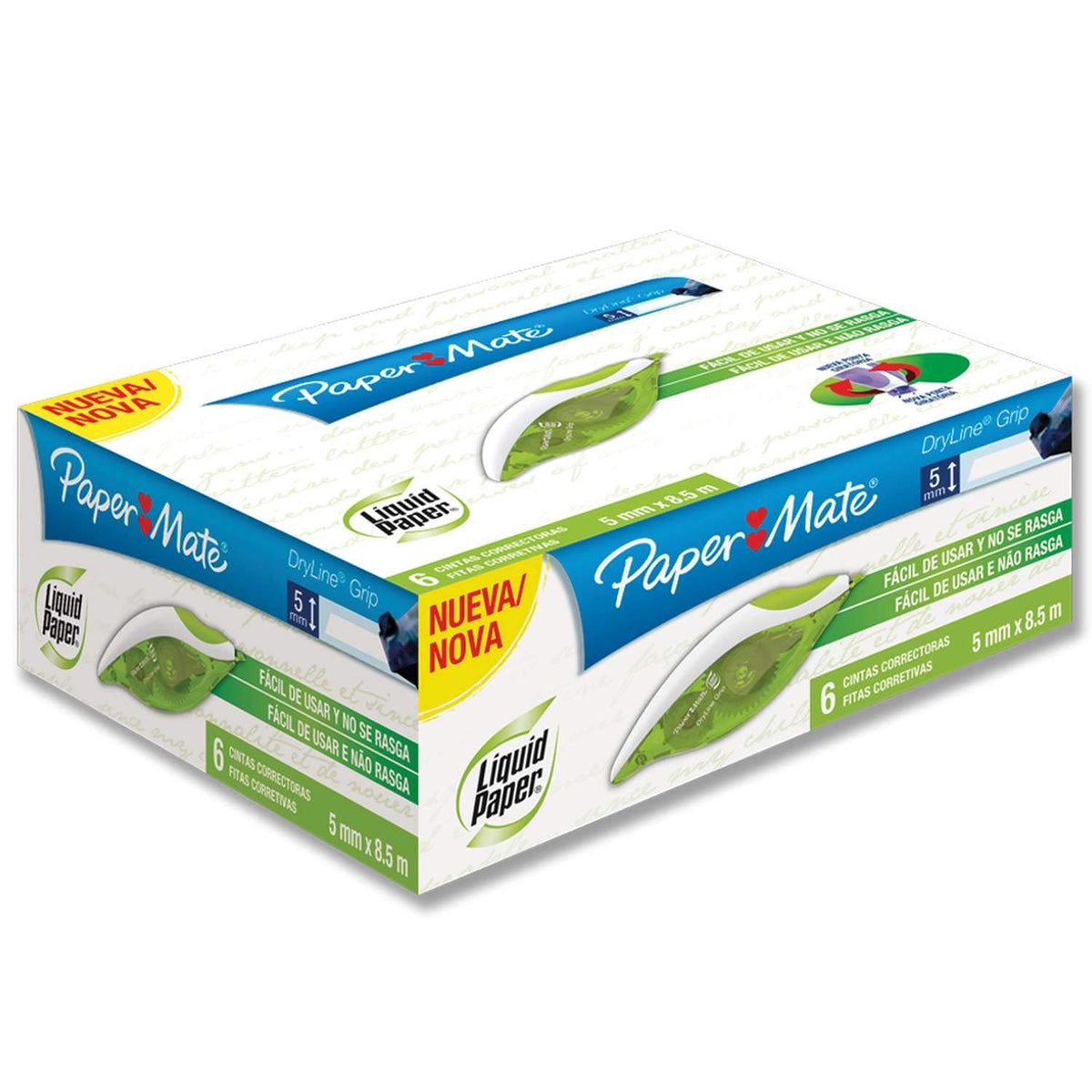 Paper Mate M17400110308 Liquid Paper Corrector en Cinta con Diseño Ergonómico de 5mm x 8.5 m