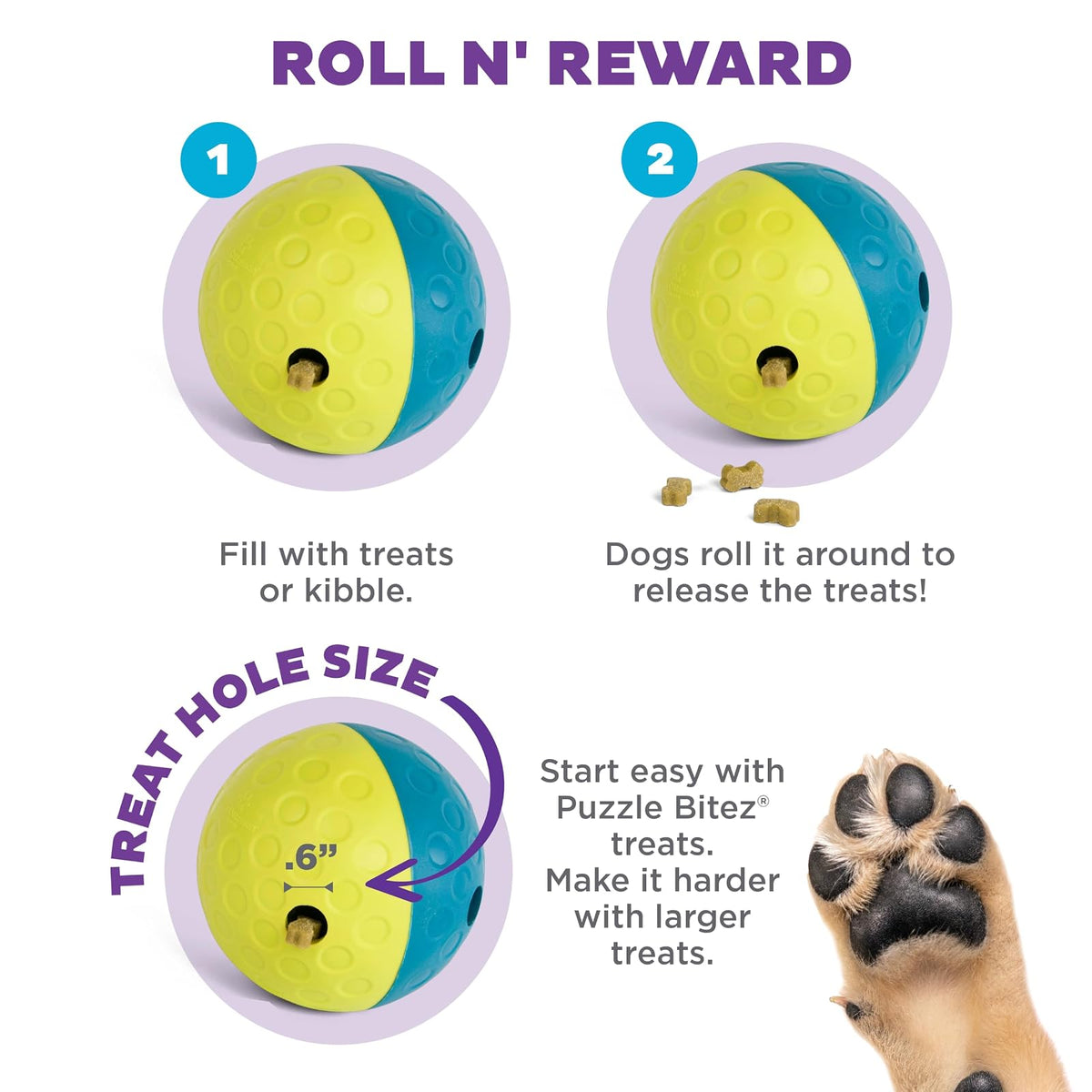 Nina Ottosson by Outward Hound Treat Tumble Interactive Treat Ball Dog Puzzle Dog Enrichment Dog Toy, Level 1 Beginner, Blue, Small