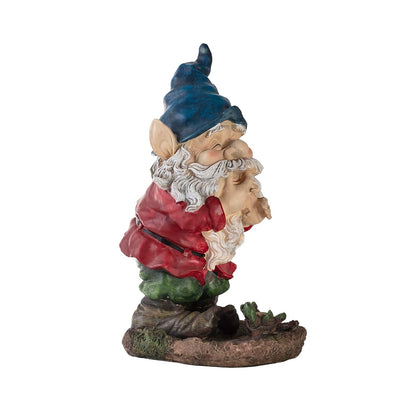 Alpine Corporation 15" Tall Outdoor Garden GNOME Smiling Yard Statue Decoration, Multicolor