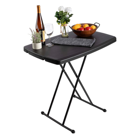 Mesa Plegable – computadora Plegable portátil Ligero – Pequeña Mesa de plástico para Acampar, Jugar a Las Cartas y Hacer Manualidades por Everyday Home (Negro)