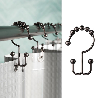 Zenna Home - Anillos de Ducha de Metal de Doble Deslizamiento, Bronce aceitado, Juego de 12 Anillos de Ducha Resistentes al óxido con Deslizamiento Suave para Cortinas de Ducha y Forros