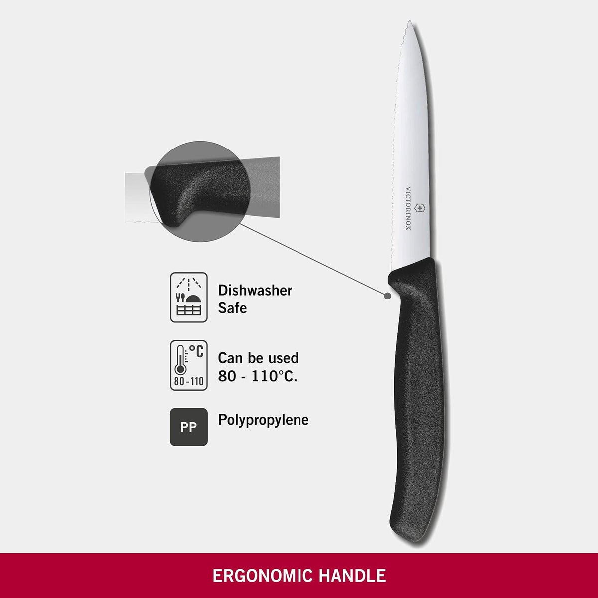Victorinox Cuchillo Mondador Dentado, Swiss Classic, 10 Cm Negro