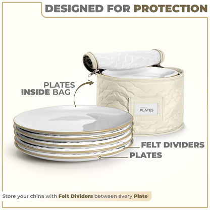 Sorbus China Storage Containers - 5 Pc Quilted Set for Moving & Transporting Dinnerware, Dishes, Round Plates, Glassware, Cups & Mugs with Felt Plate Protectors - Fine China Glass, Plate Storage Cases
