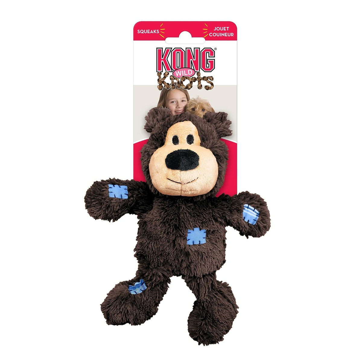 KONG - Oso de peluche Wild Knots, color Multicolor, Chico/Mediano