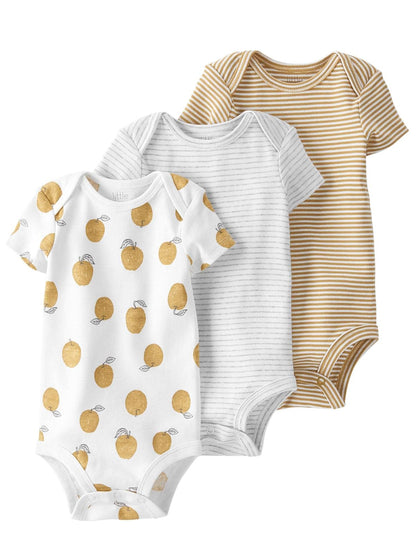 little planet by carter's 3-pack Short Sleeve Bodysuits Made With Organic Cotton Body bebés unisex