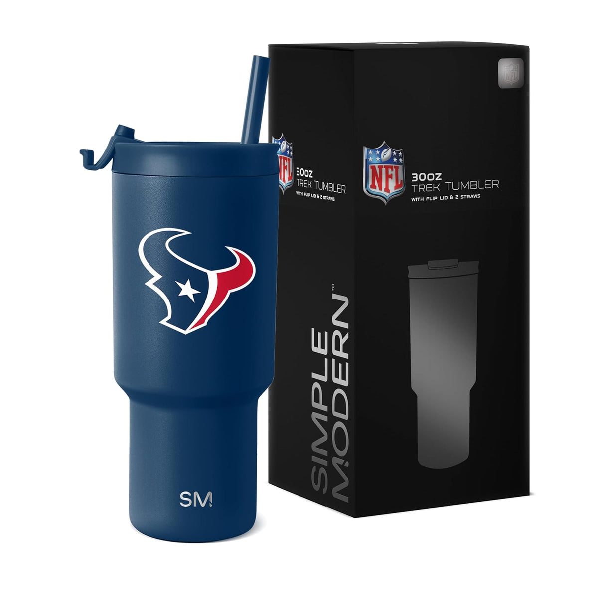 Simple Modern Termo de 30 Onzas con Tapa Abatible y Popote - Sólido - Houston Texans