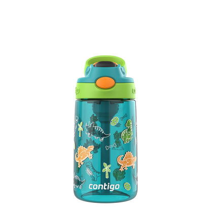 Contigo Botella de Agua para Niños con Popote, 590 ml, Libre de BPA - Enebro (Dino GFX) - 14oz (Pack of 1)