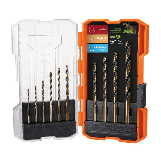 Truper JBAV-10, Juego de 10 brocas alta velocidad, Turbo Steel