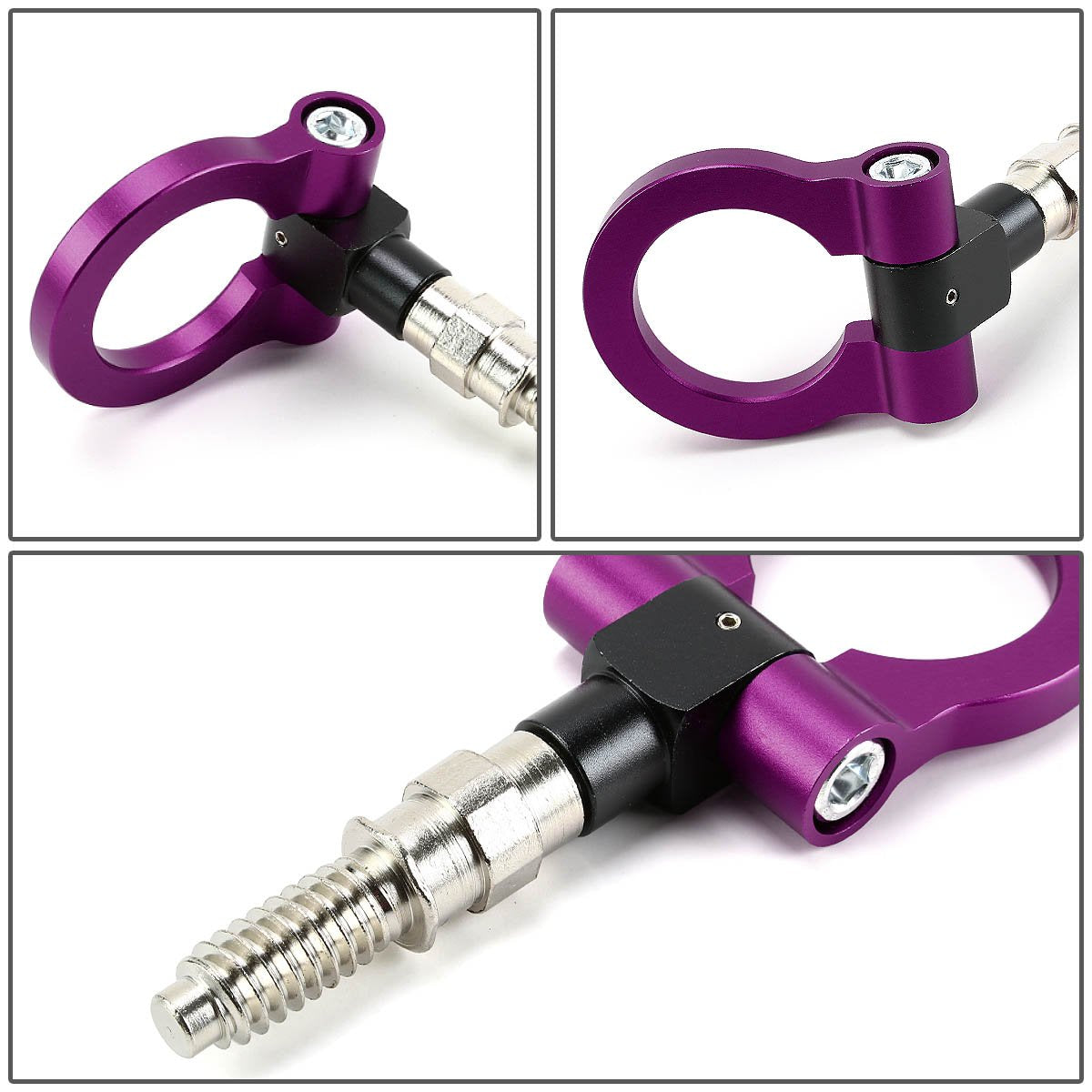 DNA MOTORING Kit de Anillos de Gancho para Remolque Europeo de Aluminio, Púrpura, M16 x 3, THK-E-PP