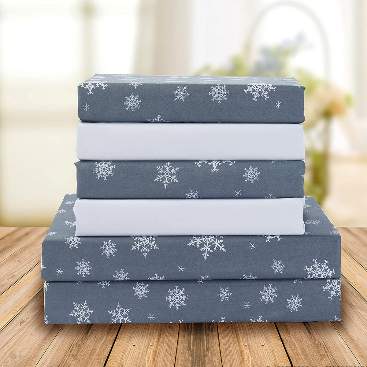 Elegant Comfort - Juego de sábanas de 6 Piezas con Estampado navideño, 1500 Hilos, Material Transpirable y súper Suave, Resistente a Las Arrugas, sábanas bajeras con Bolsillos Inteligentes, 6 Piezas,