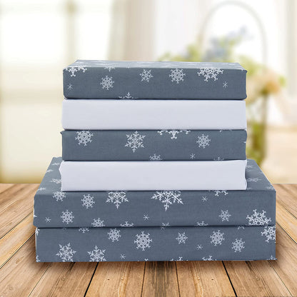 Elegant Comfort - Juego de sábanas de 6 Piezas con Estampado navideño, 1500 Hilos, Material Transpirable y súper Suave, Resistente a Las Arrugas, sábanas bajeras con Bolsillos Inteligentes, 6 Piezas,