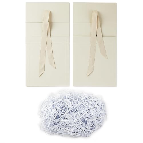 Hallmark - Cajas de regalo medianas con lazo y relleno de papel triturado, paquete de 2 (caja blanca envejecida de 8 pulgadas) para bodas, despedidas de soltera, graduaciones, cumpleaños, regalos de