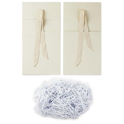 Hallmark - Cajas de regalo medianas con lazo y relleno de papel triturado, paquete de 2 (caja blanca envejecida de 8 pulgadas) para bodas, despedidas de soltera, graduaciones, cumpleaños, regalos de