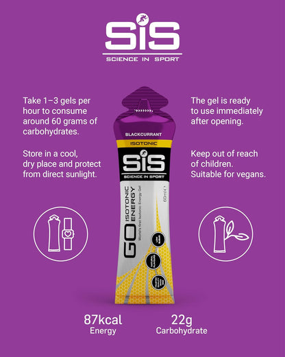 SiS GO Isotonic Energy Gel sabor Grosella | Gel Isotónico con Carbohidratos | Textura Líquida y Fácil de Consumir | Ideal para Running, Ciclismo y Deportes de Resistencia | Sin Gluten y Apto para Veganos | Caja 6 x 60ml – Science in Sport
