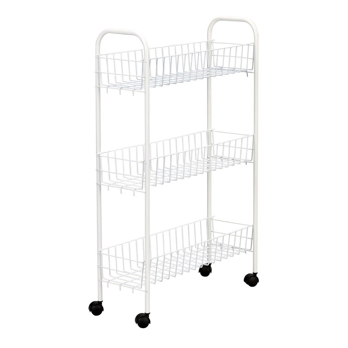 Household Essentials 05121 Slim Line 3-Tier Metal Storage Cart, White - 7" Blanco - Basic