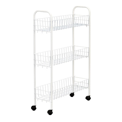 Household Essentials 05121 Slim Line 3-Tier Metal Storage Cart, White - 7" Blanco - Basic
