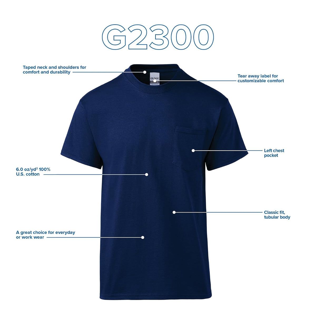 Gildan Camiseta de algodón Ultra para Adultos con Bolsillo, Paquete de 2 Camisa para Hombre