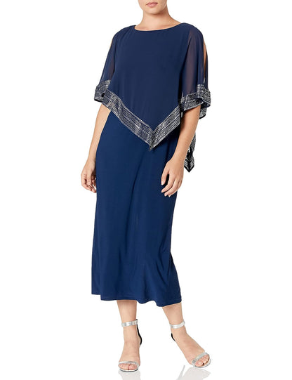 S.L. Fashions - Vestido sin Mangas con Cuentas de Diamantes de imitación para Mujer, Talla Grande
