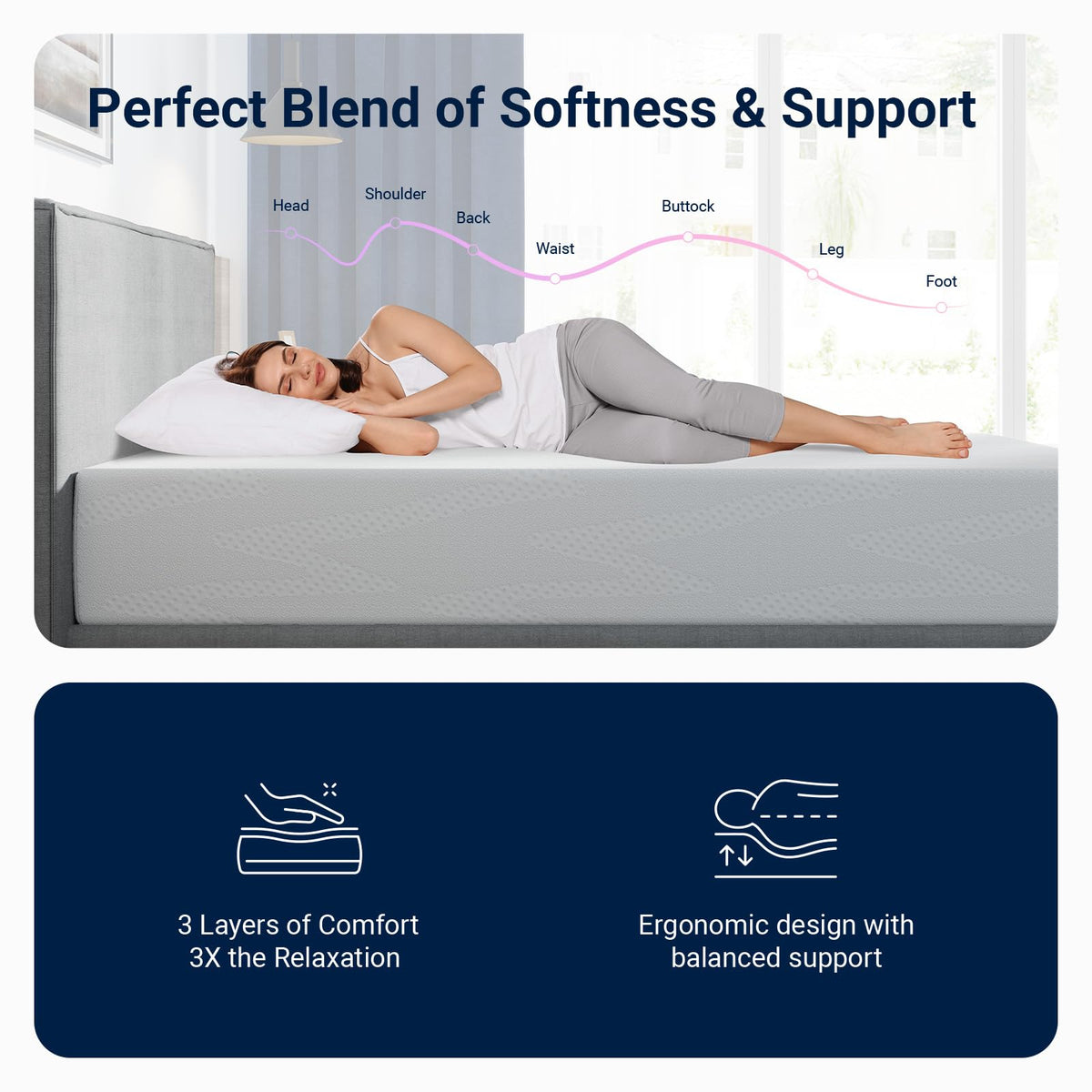Avenco Colchón de Espuma viscoelástica de Gel de tamaño Individual de 10 Pulgadas en una Caja, enfriamiento Nocturno sueño y Alivio de presión, Gris, sin Fibra de Vidrio, Certificado CertiPUR-US