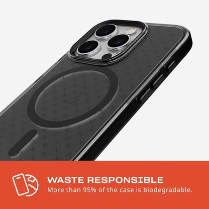 Tech21 EVO Check - Funda para iPhone 15 Pro, Compatible con MagSafe, Funda de protección contra Impactos, Color Ahumado/Negro