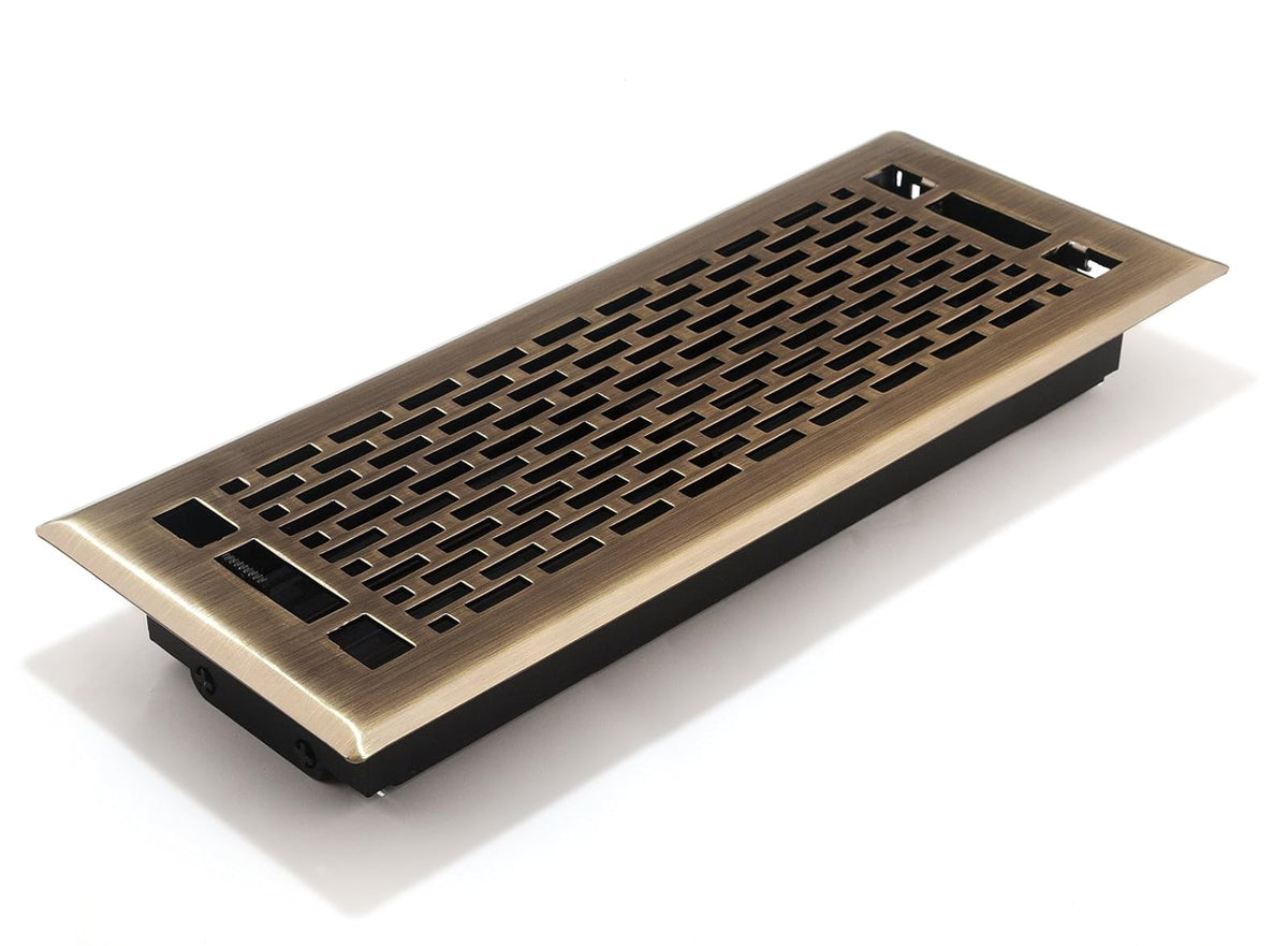 Accord amfrabma410 Manhattan piso registradora, 4-Inch X 10-Inch (apertura de conducto Medidas), 10.2 x 30.5 cm, Níquel Satinado - 10.2 x 30.5 cm - Antique Brass