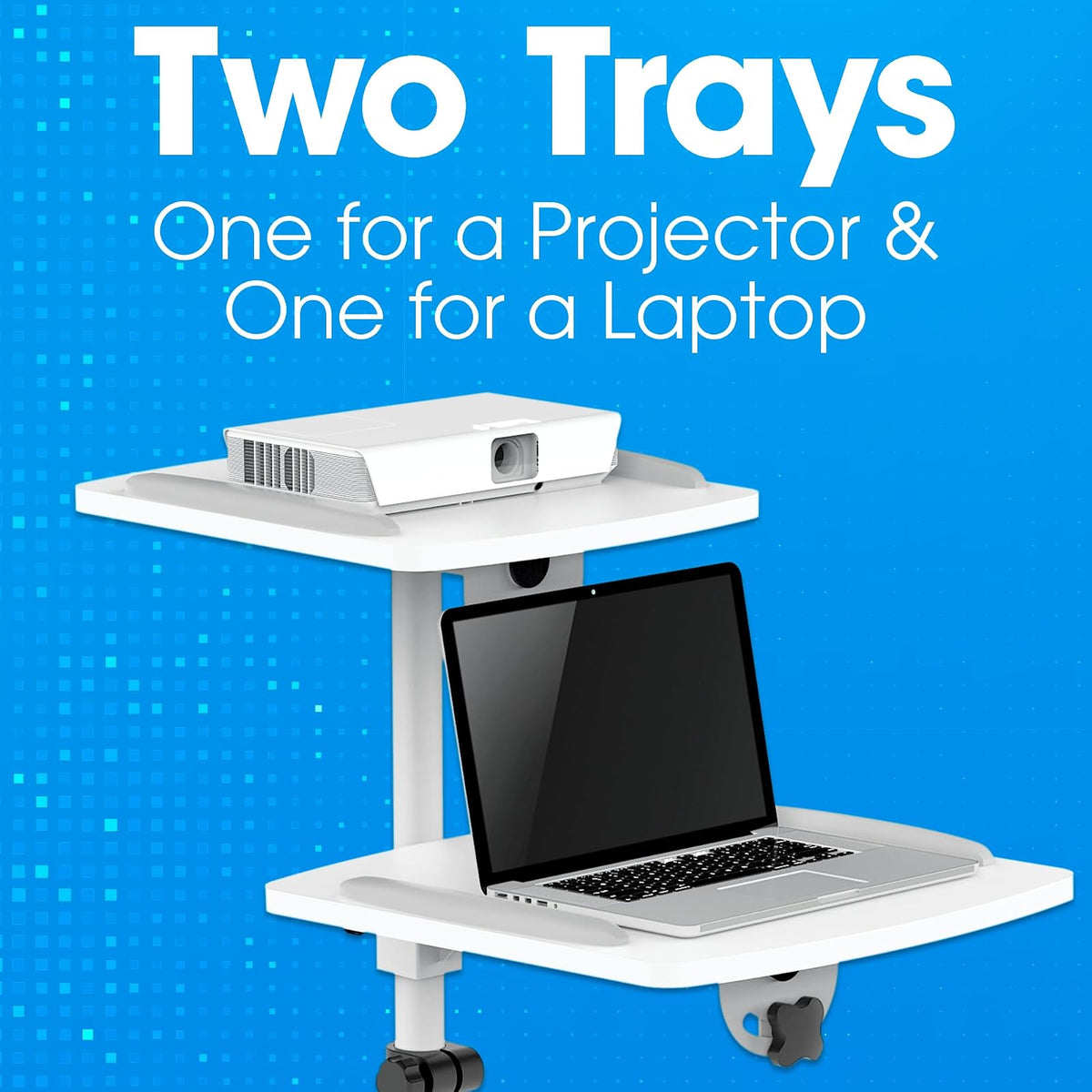 Manhattan 461726 Soporte de Carrito para Proyectores y Laptops, Dos bandejas para Dispositivos de hasta 10 kg Cada una, inclinación de - / + 35 °, Giro de 360 °, Altura Ajustable